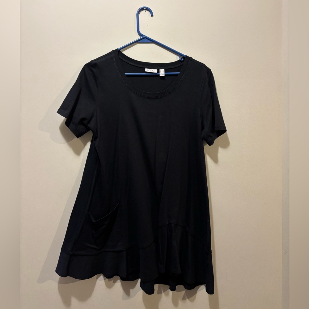 LOGO by Lori Goldstein Black Short Sleeve Top